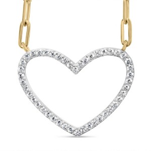 Haus of Brilliance 14K Yellow Gold Plated Silver 1/4 Ctw Diamond Heart with Paperclip Chain Pendant - 1 of 4