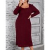 Women Plus Size Sweater Dress Plus Size Dresses Sweetheart Collar Long Sleeve Casual Fall Winter Tunic Knit Dress - 4 of 4