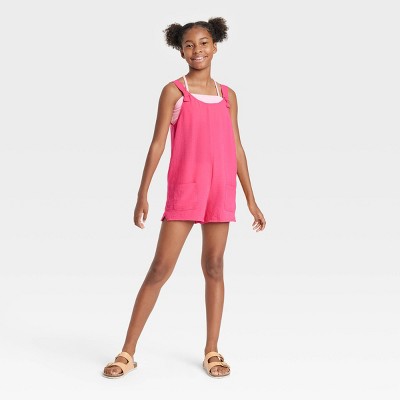Girls' Chambray Cover Up Dress - art class™ Vibrant Pink
