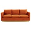 LeisureMod Nervo Mid-Century Modern Sofa Upholstered in Velvet with Gold Frame - 3 of 4