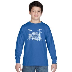 LA Pop Art Boy's Word Art Long Sleeve - Drums - 1 of 4