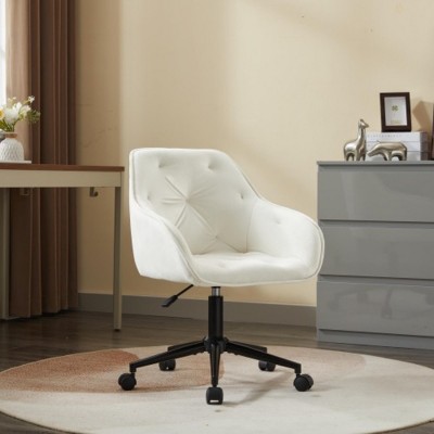 Velvet Upholstered,Modern Adjustable Swivel Office Desk Chair With Arms Wheels For Living Room, Bedroom,Office,Study Room-Cuddlewood