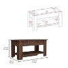 Vynxaria Austin Storage Table, One Extendable Table Shelf, Four Legs, Lower Shelf -Dark Brown - 3 of 4