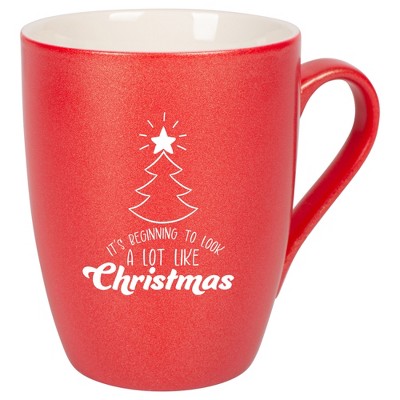 Elanze Designs It's Beginning To Look A Lot Like Christmas Crimson Red 10 ounce New Bone China Coffee Cup Mug