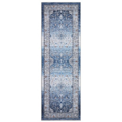 Washable Floral Living Room Bedroom Rugs, Distressed Print Vintage Floor Carpet for Dining Room, Non Slip Soft Indoor Floor Rugs