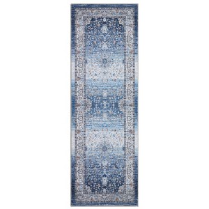 Washable Floral Living Room Bedroom Rugs, Distressed Print Vintage Floor Carpet for Dining Room, Non Slip Soft Indoor Floor Rugs - 1 of 4