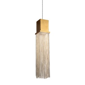 LNC Shoebill 1-Lights 3.5" Luxury and Glam Cylinder Metal LED Kitchen Island Lights, Gold and Silver Chain - 1 of 4