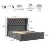 Queen Size Platform Bed Frame, Velvet Upholstered Bed with Deep Button Tufted & Wingback Headboard and 4 Storage Drawers - 2 of 4