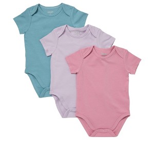 Hanes Pure Comfort Baby Short Sleeve Bodysuits, Organic Cotton, Boys & Girls, 3-Pack - 1 of 2