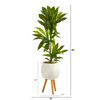 Nearly Natural 46-in Dracaena Artificial Plant in White Planter with Stand (Real Touch) - 2 of 3