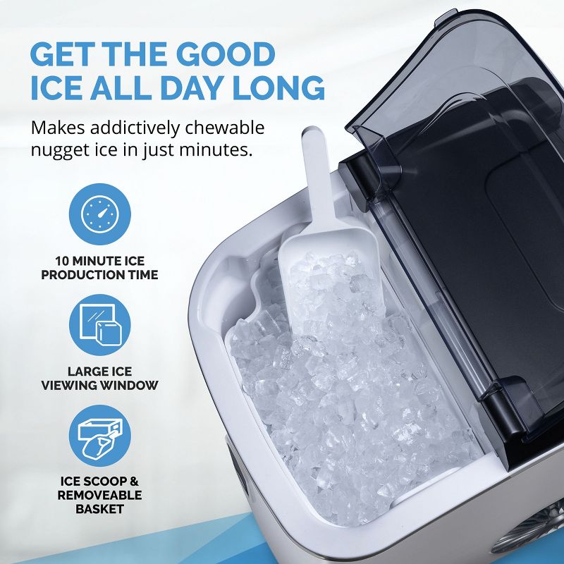 Newair 26 lbs. Nugget Countertop Ice Maker with Soft Chewable Pebble Ice, Self-Cleaning, Perfect for Home, Kitchen, Office, 4 of 17
