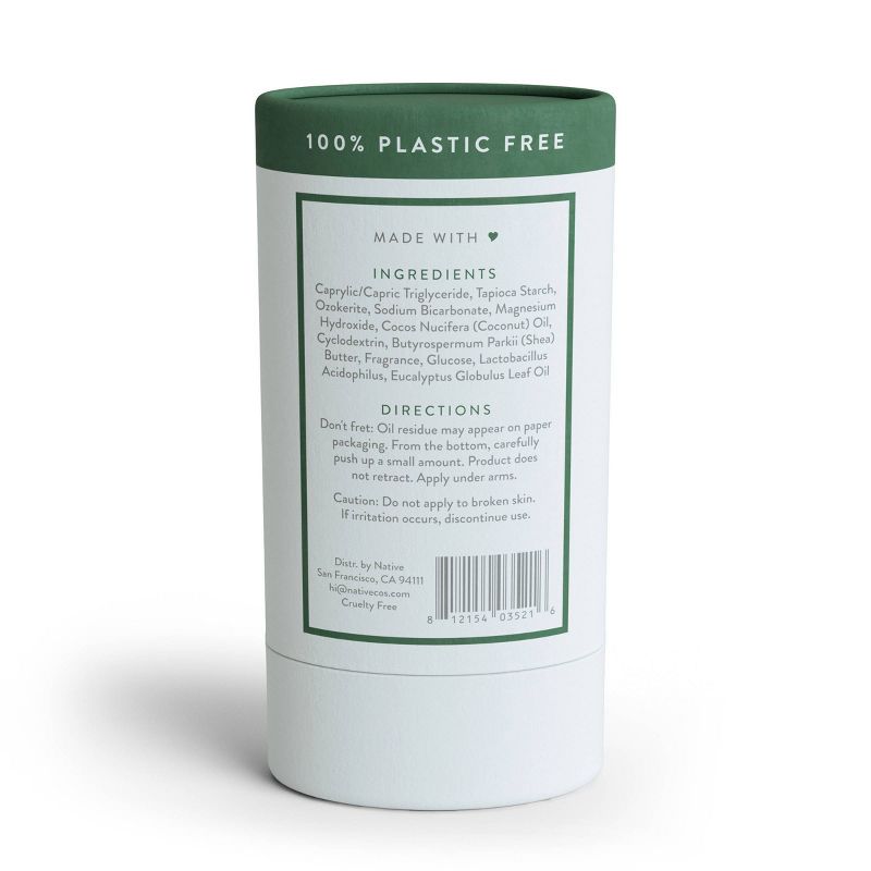 Native Plastic Free Deodorant - Eucalyptus &#38; Mint - Aluminum Free - 2.65 oz, 3 of 8