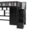 PAGED Simple Wooden Loft Bed Bunk Bed with Desk, Twin Size Bed Frame with Wardrobe, Shelves, Storage Stairs and Guardrail for Bedroom - 4 of 4