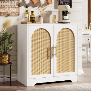 Coucheta 31.5"Rattan Sideboard, Buffet Cabinet with Shelf & Doors, Accent Storage Cabinet with Sturdy Wood Feet, for Living/Dining Room, Entryway - 1 of 4
