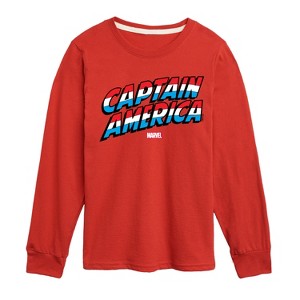 Boys' - Marvel - Captain America Logo Type Long Sleeve Graphic T-Shirt - 1 of 4