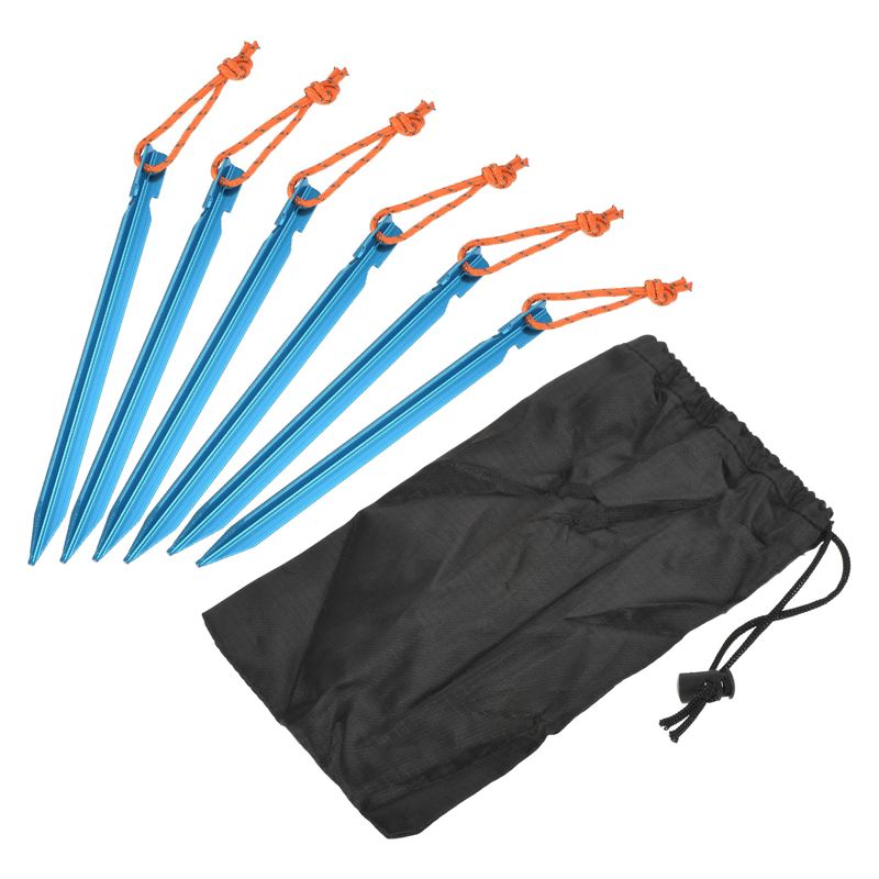 Unique Bargains Tent Stakes Y-Beam with Reflective Pull Rope Kit Aluminum Camping Ground Pegs 1 Set, 1 of 6