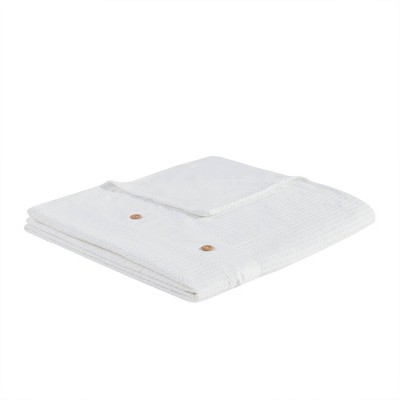 White Cotton Waffle Weave King/Cal King Duvet Cover Set