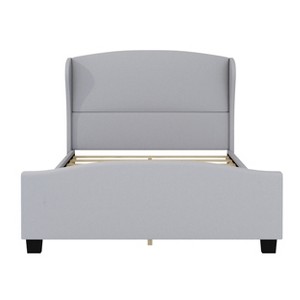VYNXARIA Gray Queen Size 51" High Headboard Wingback Linen Upholstered Bed - No Box Spring Required - 1 of 4