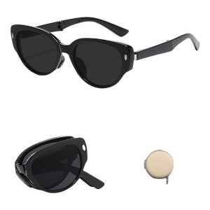 Anna-Kaci Women's Foldable Tortoiseshell Cat Eye Sunglasses with UV Protection and Compact Storage Case - 1 of 1