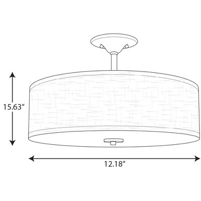 Brushed Nickel 18" Drum Semi-Flush Mount with Off-White Linen Shade