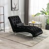 Okak Luxurious Velvet Button Tufted Chaise Lounge Chair with Transparent Feet,Comfy Upholstered Accent Chair for Bedroom,Living Room,Office - 2 of 4