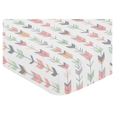 coral fitted crib sheet