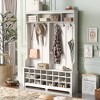 60" Wide Hall Tree with 24 Shoe Cubbies, White - 2 of 3