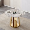 PAGED 46.85" Dining Table, Round Kitchen Table with Faux Marble Tabletop and Stainless Steel Base, Coffee Table for Kitchen Dining - 2 of 4