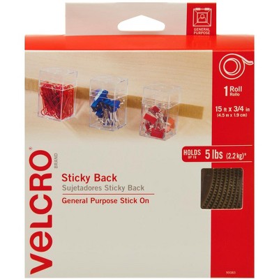 VELCRO Brand Hook and Loop Sticky Back Tape Roll, 15 Feet x 3/4 Inch, Beige