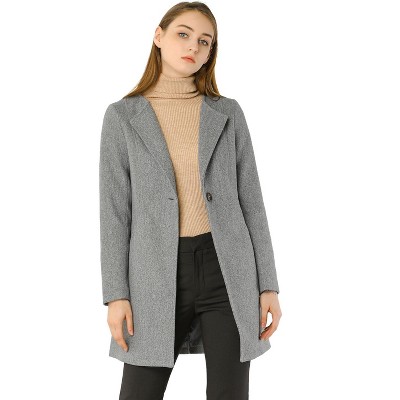 INSPIRE CHIC Women's Mid-thigh Collarless Single Breasted Outwear Winter Overcoat