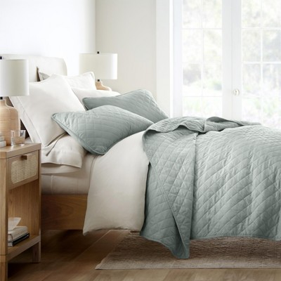 Stripes Floral and Diamonds Quilted Coverlet Set With Shams - Becky Cameron
