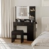 Vanity Desk, Makeup Vanity Table Set with Storage Drawers Shelves Cabinet& Chair, 3 Lighting Modes & Adjustable Brightness - 3 of 4