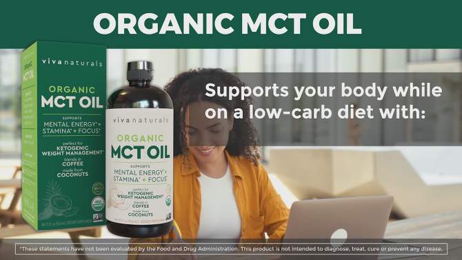 Viva Naturals Organic MCT Oil for Supporting Mental Energy - 32 fl oz, 2 of 8, play video