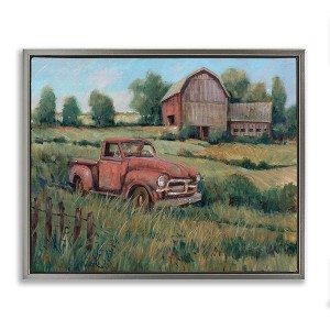 Stupell Industries Peaceful Farmland Truck Barn Scene Floating Frame Canvas Art - 1 of 4