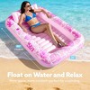 Jasonwell 4-in-1 Inflatable Tanning Pool Lounger, 70"x46" Sunbathing Bed Raft with Pillow, Blushing Pink, Large Float for Adults - 2 of 4