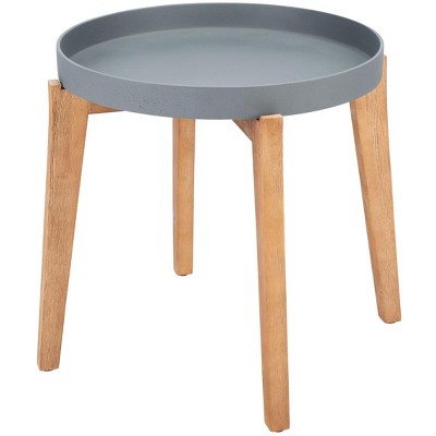 Charlen 24'' Gray and Natural Acacia Wood Side Table