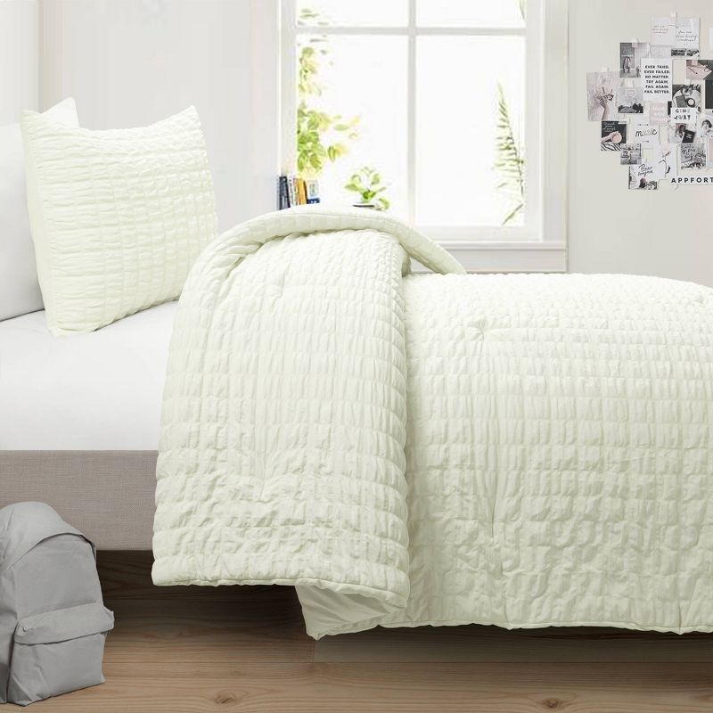 3pc Crinkle Textured Dobby Comforter & Sham Set - Lush Décor, 5 of 13