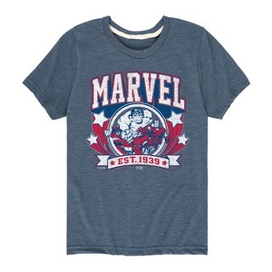 Boys' - Marvel - Collegiate Americana Short Sleeve Graphic T-Shirt - 1 of 4