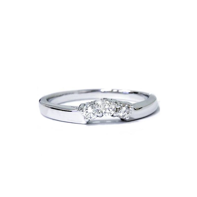 Pompeii3 14K 1/4ct Diamond Wedding Anniversary Curved Guard Ring, 3 of 6