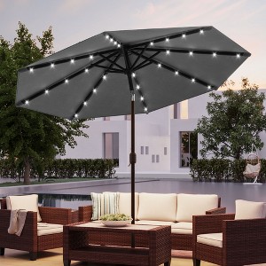 Sonkuki Patio 10FT LED Market Umbrellas With Solar Lights, Table Umbrella for Patio and Outdoor With Tilt Button for Deck and Pool - 1 of 4