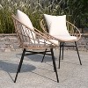 Merrick Lane Set Of 2 Faux Rattan Rope Patio Chairs, Papasan Style Indoor/Outdoor Chairs with Seat & Back Cushions - 4 of 4