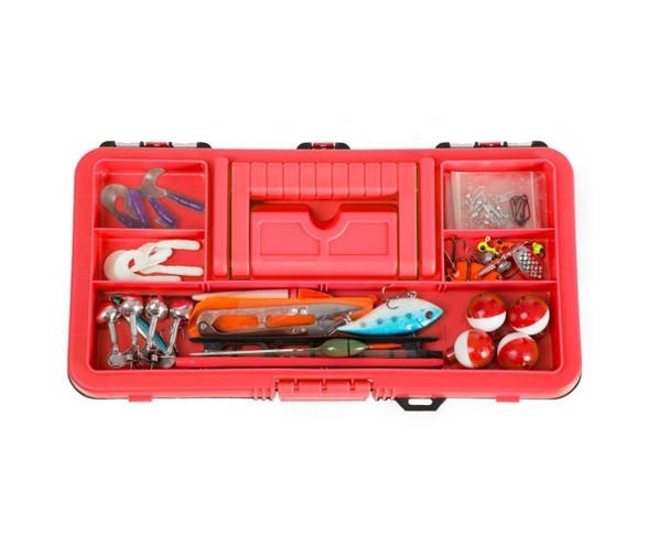 Buy Wakeman Single Fishing Tray Tackle Box 55 pc - Red Online at