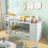Tangkula Twin Over Twin Bunk Bed Wood Frame Storage Shelves Ladder Guardrails Kids White - 4 of 4