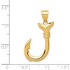 Black Bow Jewelry 14k Yellow Gold Large 3D Whale Tail Fish Hook Pendant - 3 of 4