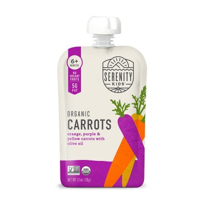 Serenity Kids Organic Carrots with Organic Olive Oil Baby Food Pouch - 3.5oz