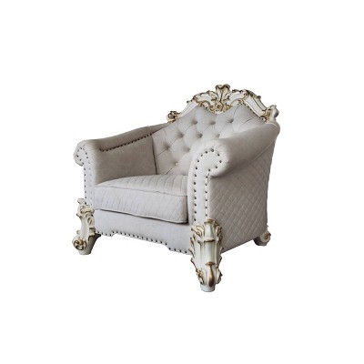 Vendome II Gray Tufted Accent Chair with Nailhead Trim
