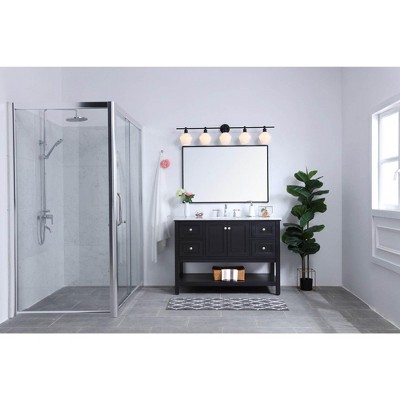 Gene 5-Light Industrial Black Wall Sconce with Frosted White Glass