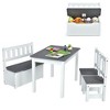 Costzon Kids Table and Chair Set, Wooden Activity Table with Storage Bench & 2 Chairs for Reading, Crafts, Snacks, Homework, Playroom (Grey) - 2 of 4