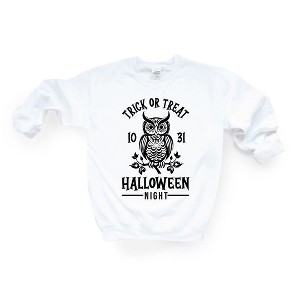 Simply Sage Market Women's Graphic Sweatshirt Trick Or Treat Owl - 1 of 2