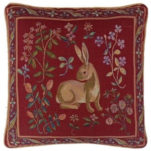 Signare USA Cushion Cover Art Rabbit Dark Red Pillowcase 18 x 18 inch - 1 of 2